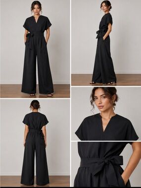 OAK+ FORT black jumpsuit wide leg size small